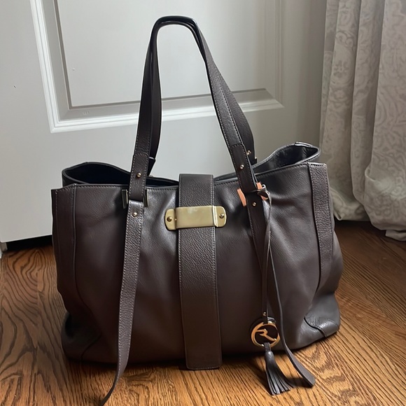 Varriale Bags Euc Varriale Grey Italian Leather Work Bag Poshmark